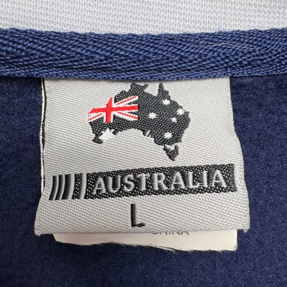 Australia Track Jacket Mens L Navy Blue Cadet Collar Raglan Sleeve Full Zip - Picture 4 of 8